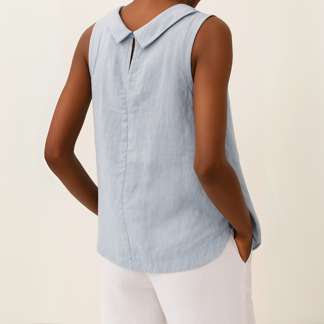 Geraline | Sleeveless Roll Collar Top
