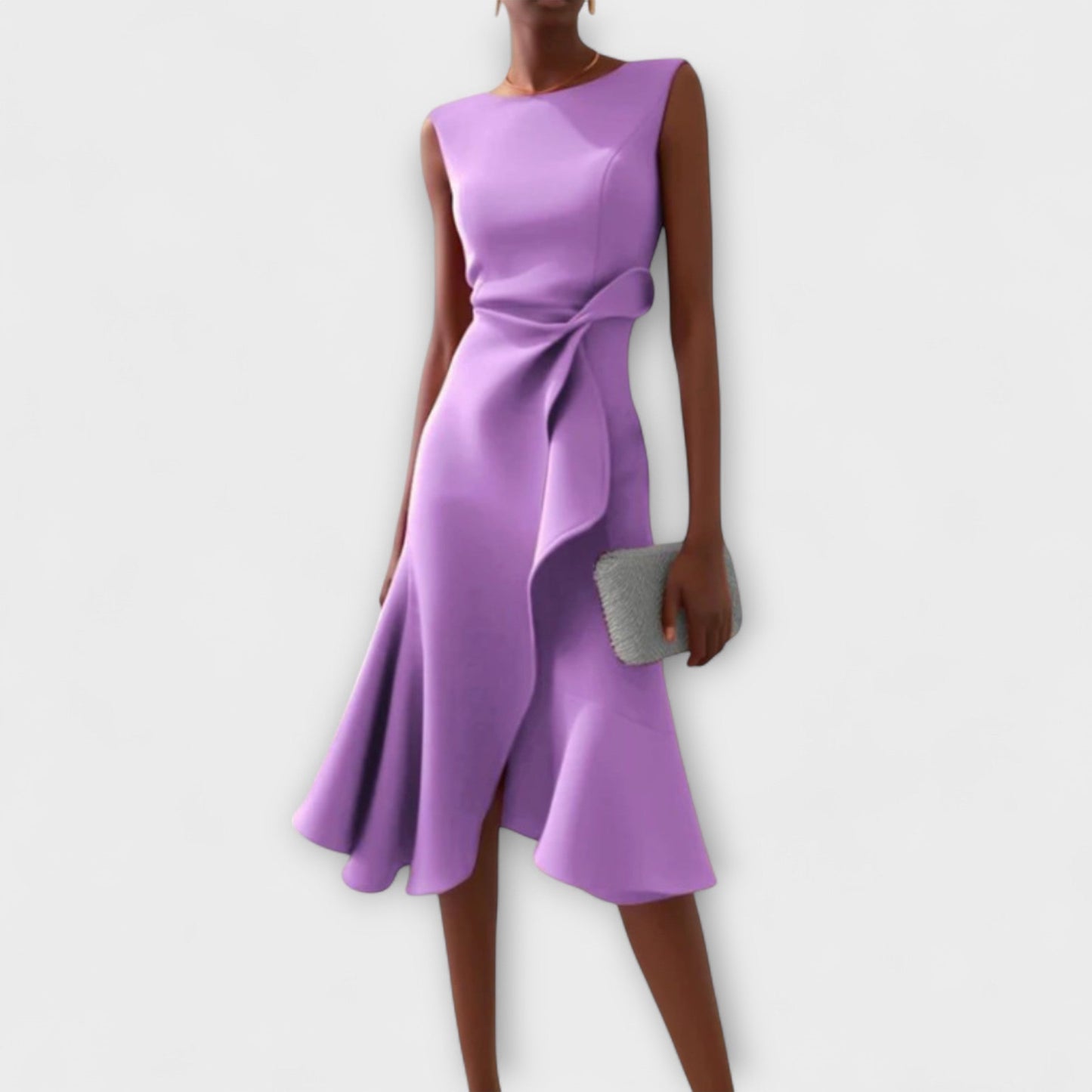 Febbie | Draped Asymmetric Midi Dress