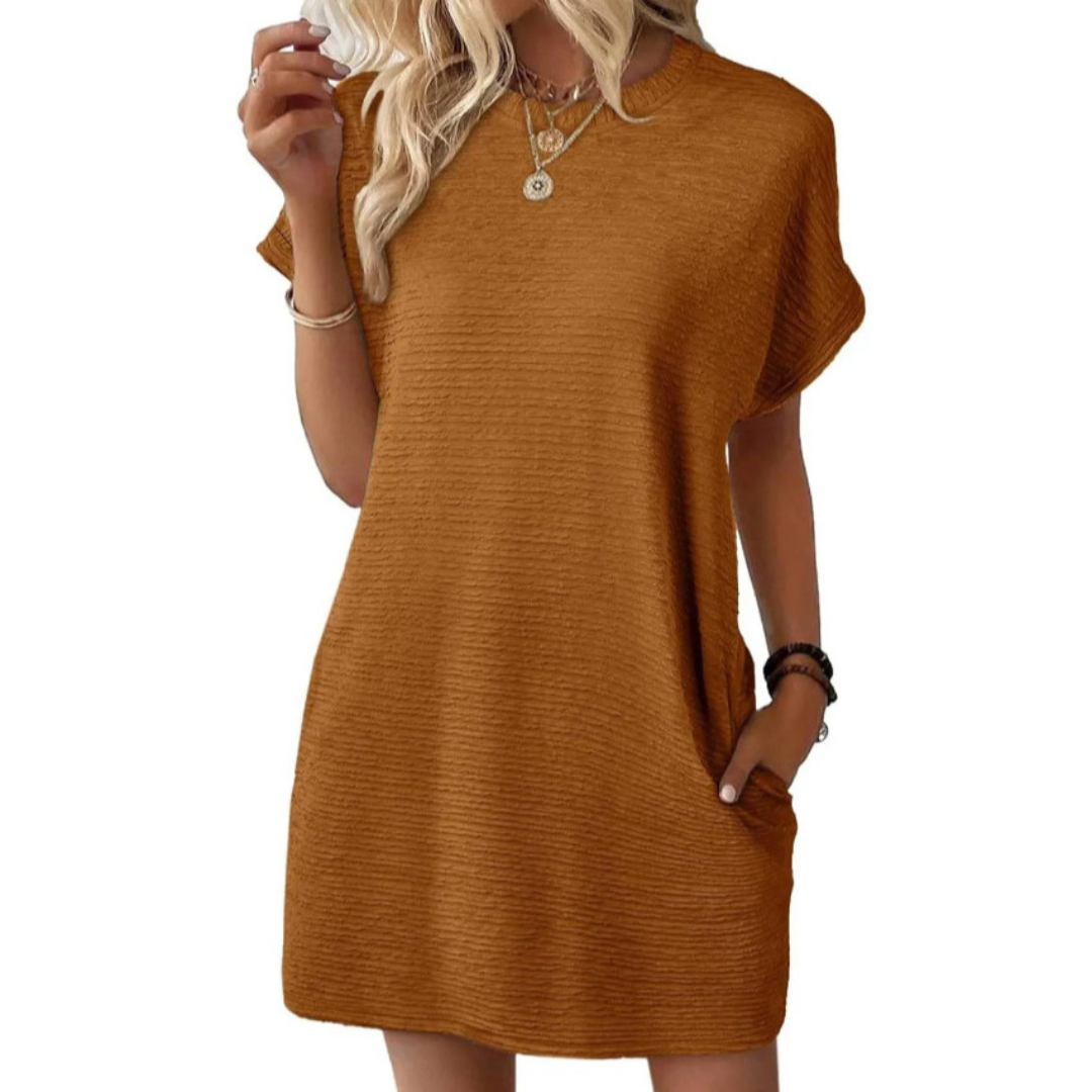Evelina |  Casual Minimalist Round Neck Summer Dress