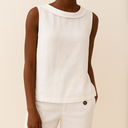 Geraline | Sleeveless Roll Collar Top