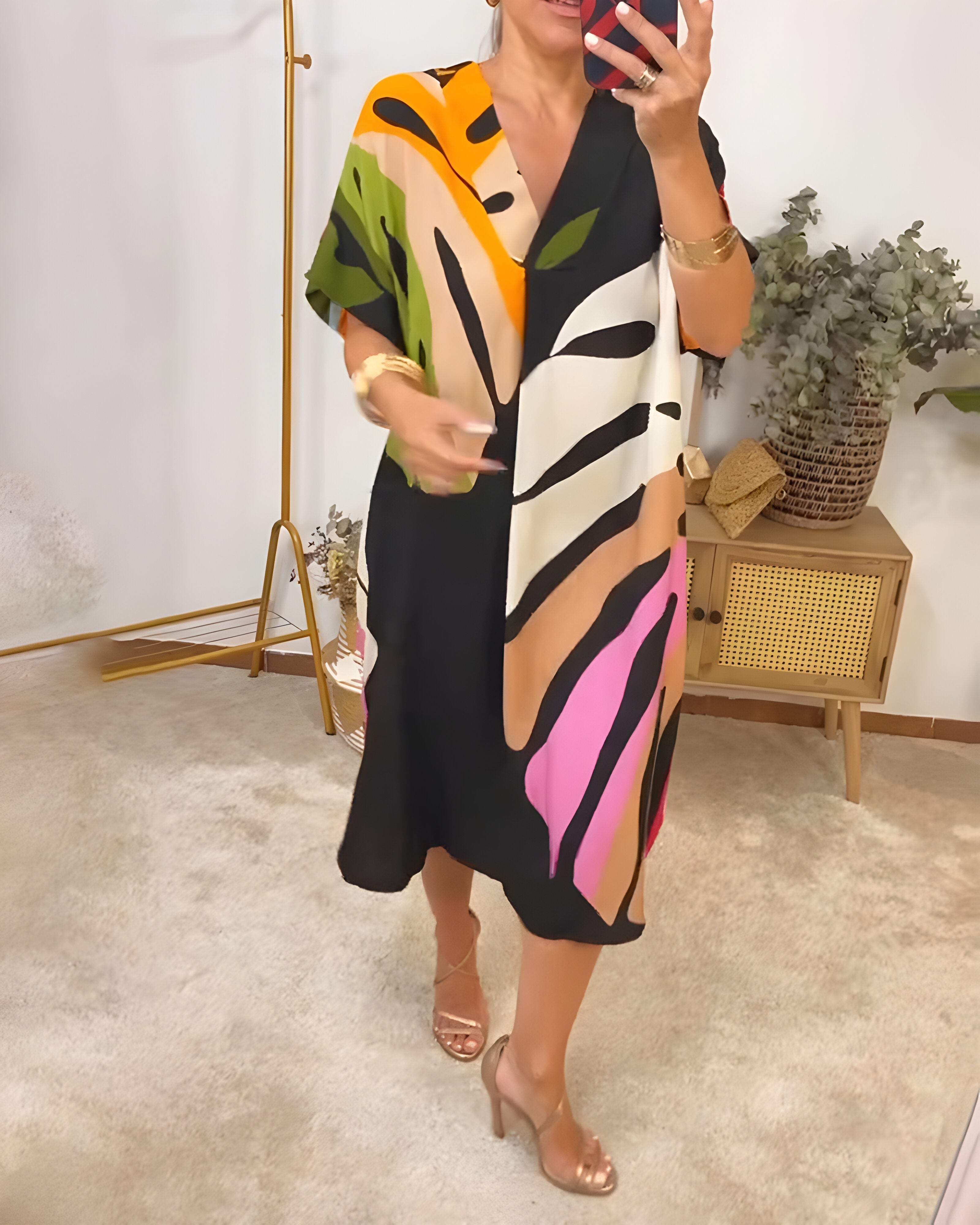 Koraleigha | Casual Colorful Leaf Print Dress