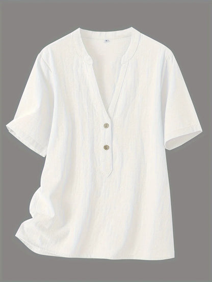 Freya | Fashionable V-neck And Short Sleeve Blouse