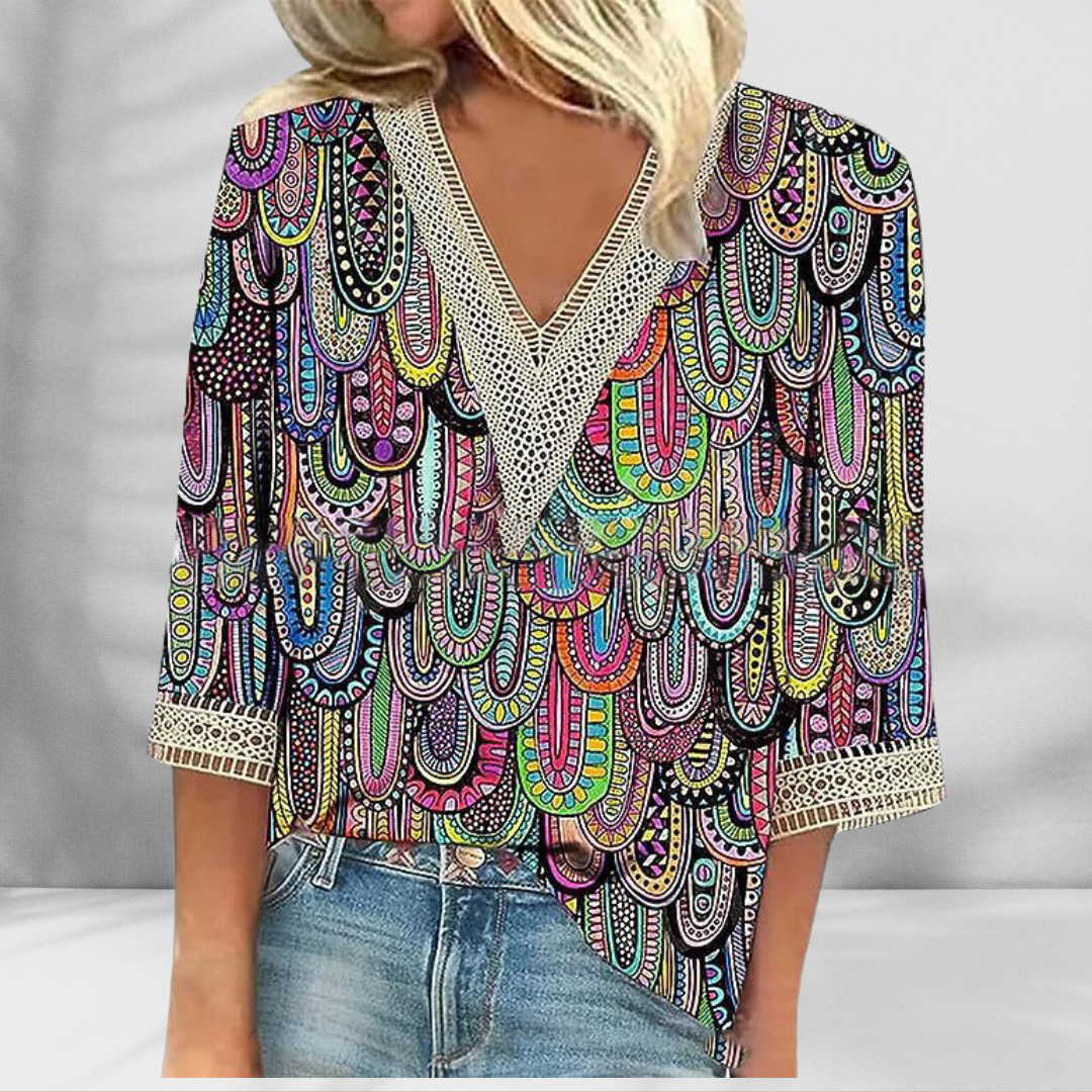 Bronte | Boho Blouse With Floral Patterns And Long Sleeves