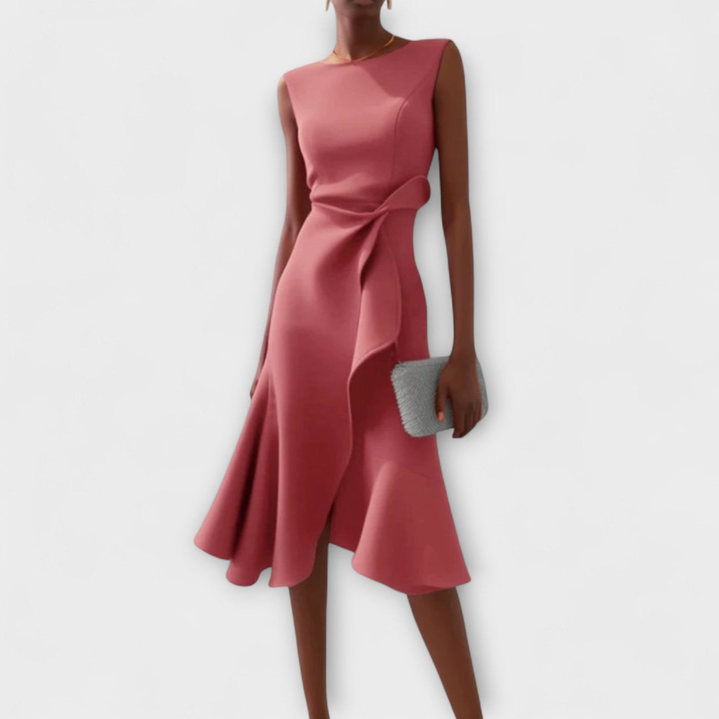 Febbie | Draped Asymmetric Midi Dress