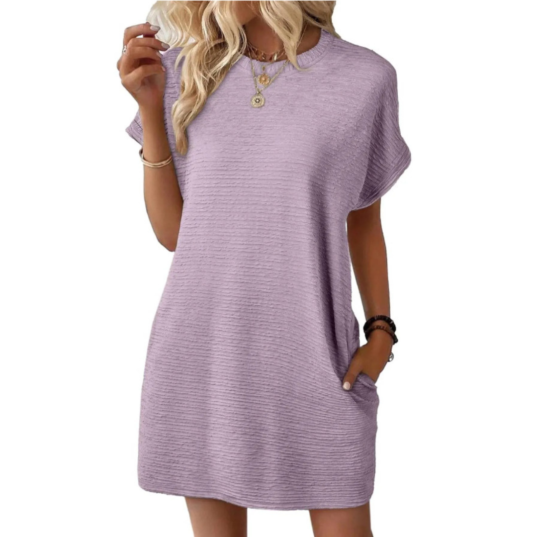 Evelina |  Casual Minimalist Round Neck Summer Dress