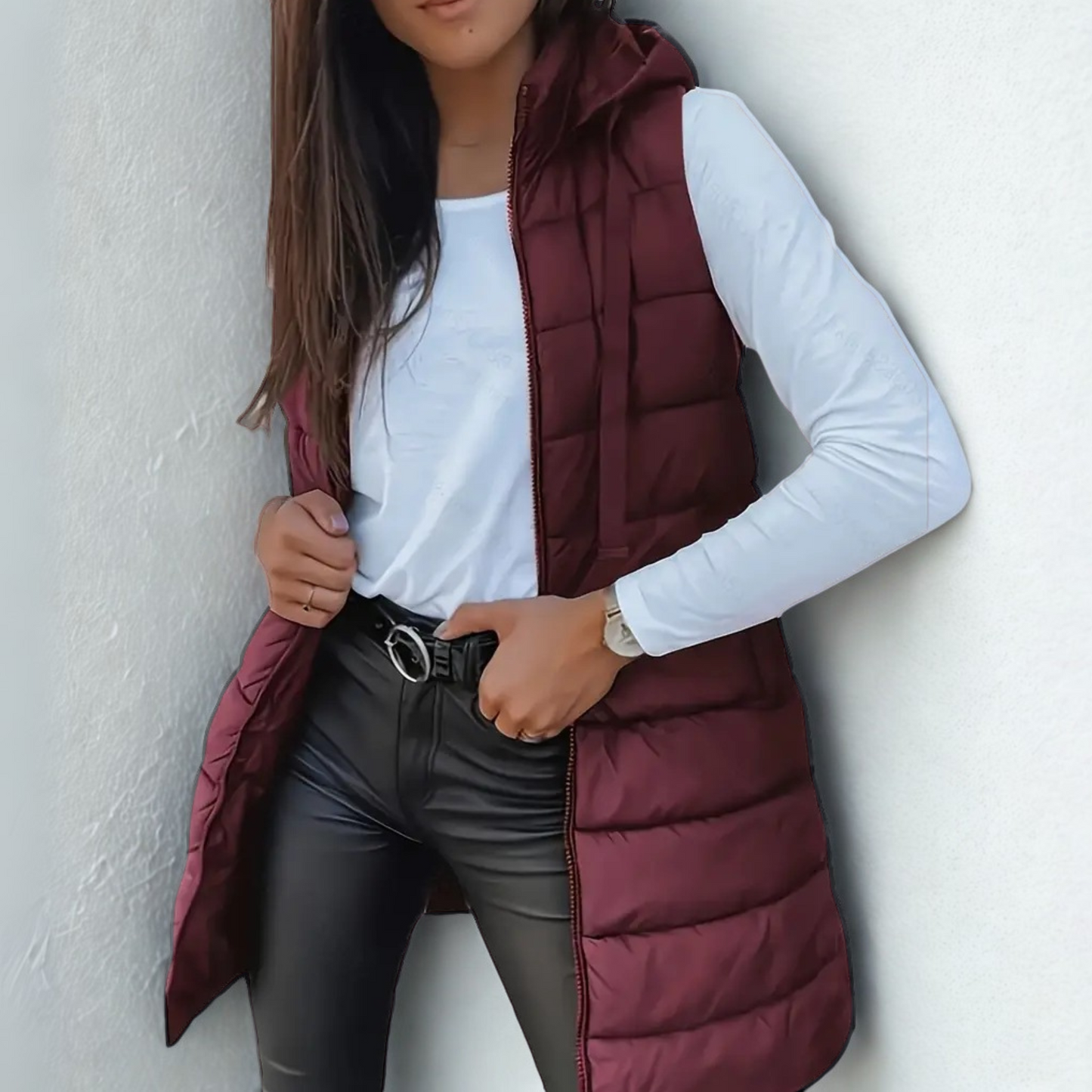 Rivka | Casual Sleeveless Hood Long Puffer Vest