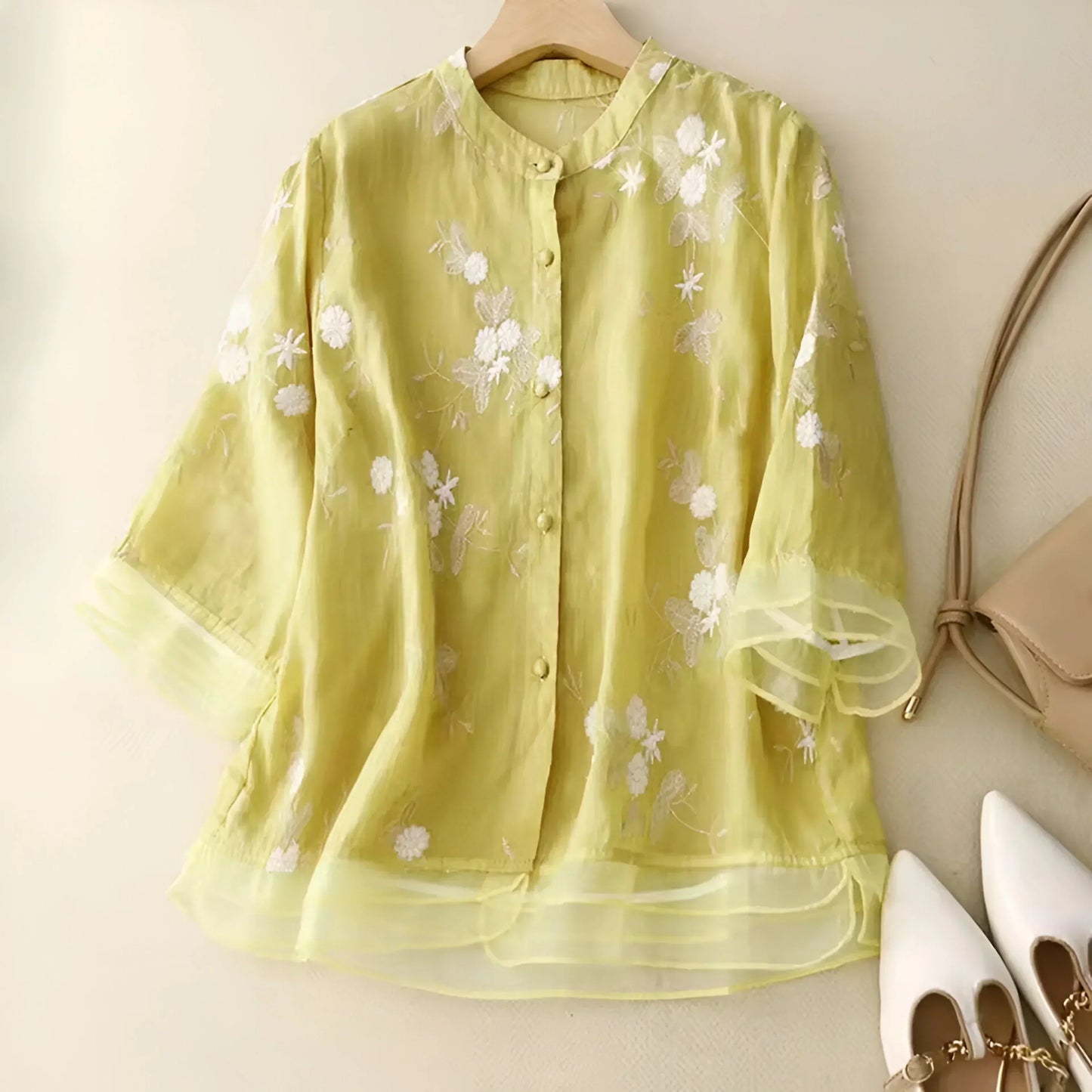 Liora | Top with Embroidered Flowers