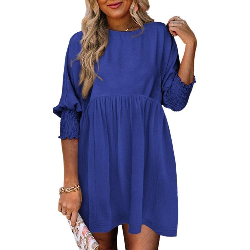 Rhana | Casual Crew Neck Loose Fit Mini Dress
