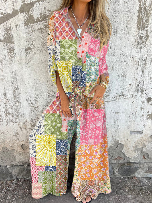 Women's Boho Floral Art Print Casual Two-piece Sets