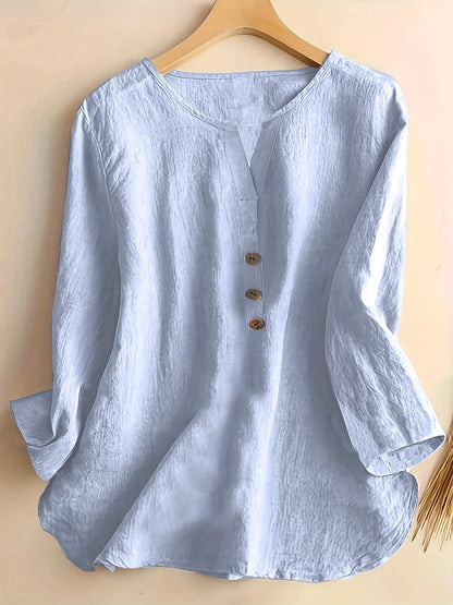 Lesley | Casual Cotton And Linen Blouse