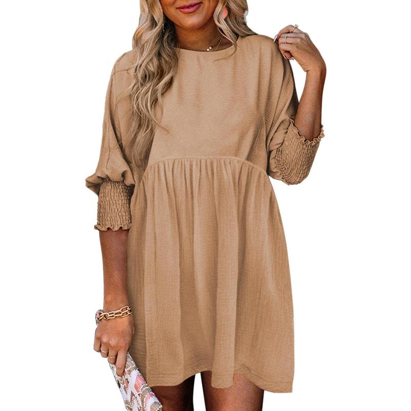 Rhana | Casual Crew Neck Loose Fit Mini Dress