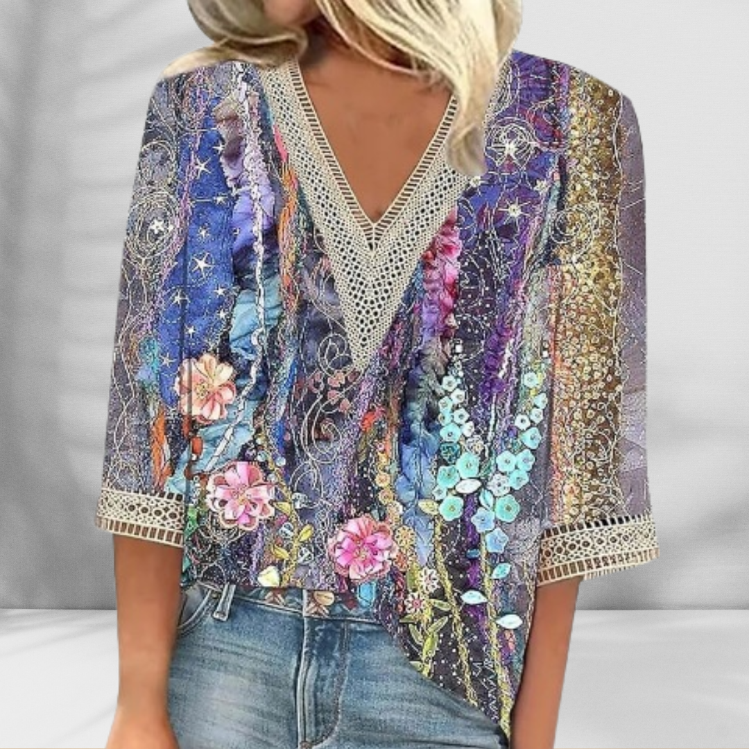 Bronte | Boho Blouse With Floral Patterns And Long Sleeves