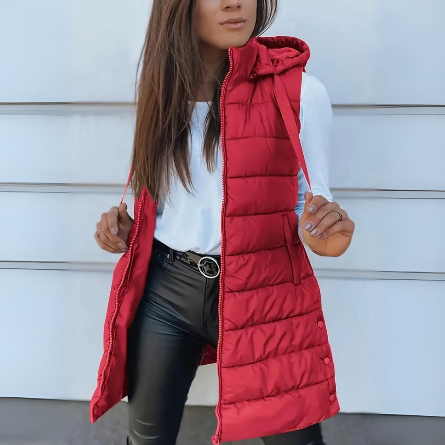Rivka | Casual Sleeveless Hood Long Puffer Vest