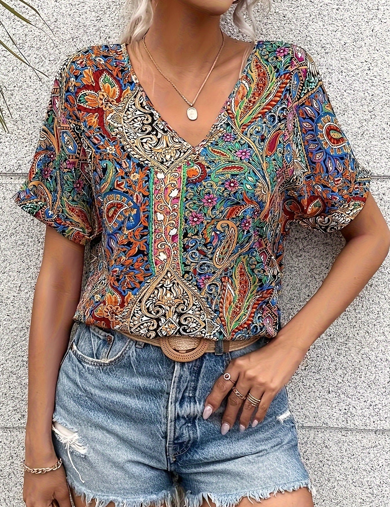 Sara | Moonlit V-Neck Blouse