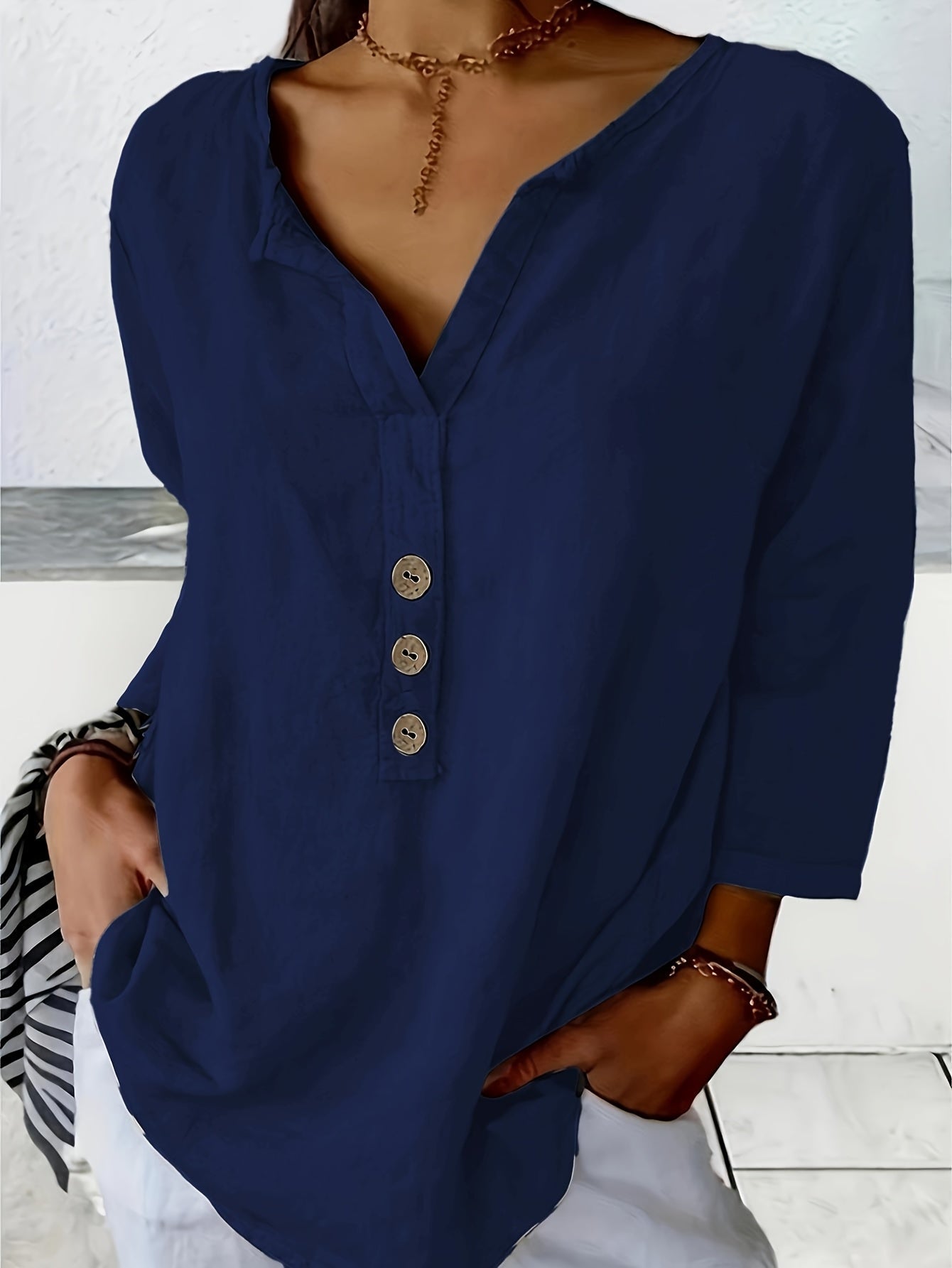 Lesley | Casual Cotton And Linen Blouse