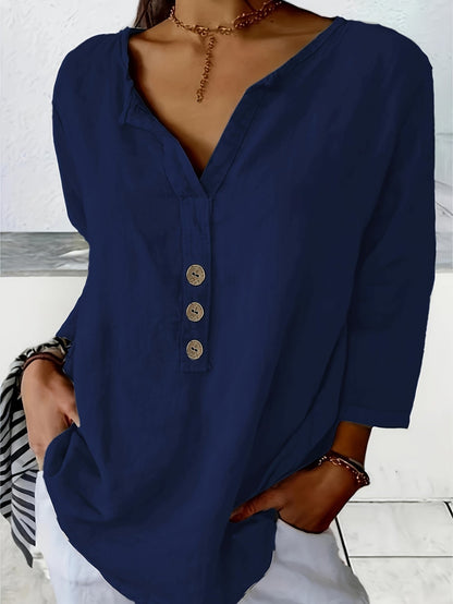 Lesley | Casual Cotton And Linen Blouse