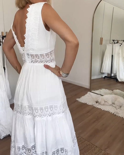 Sally | Handcrafted Lace Dress with V-Neckline
