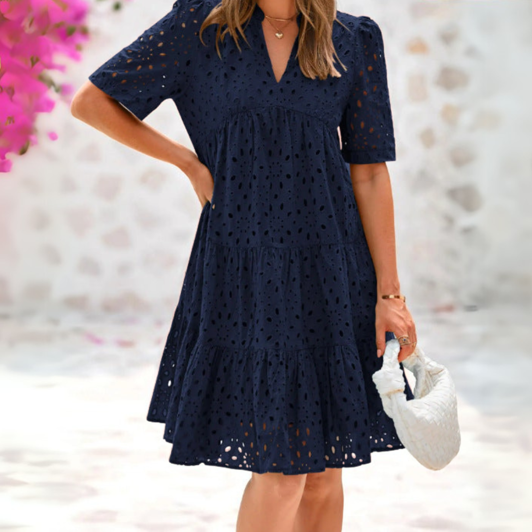 Vivian | Elegant Lace Ruffled Summer Dress