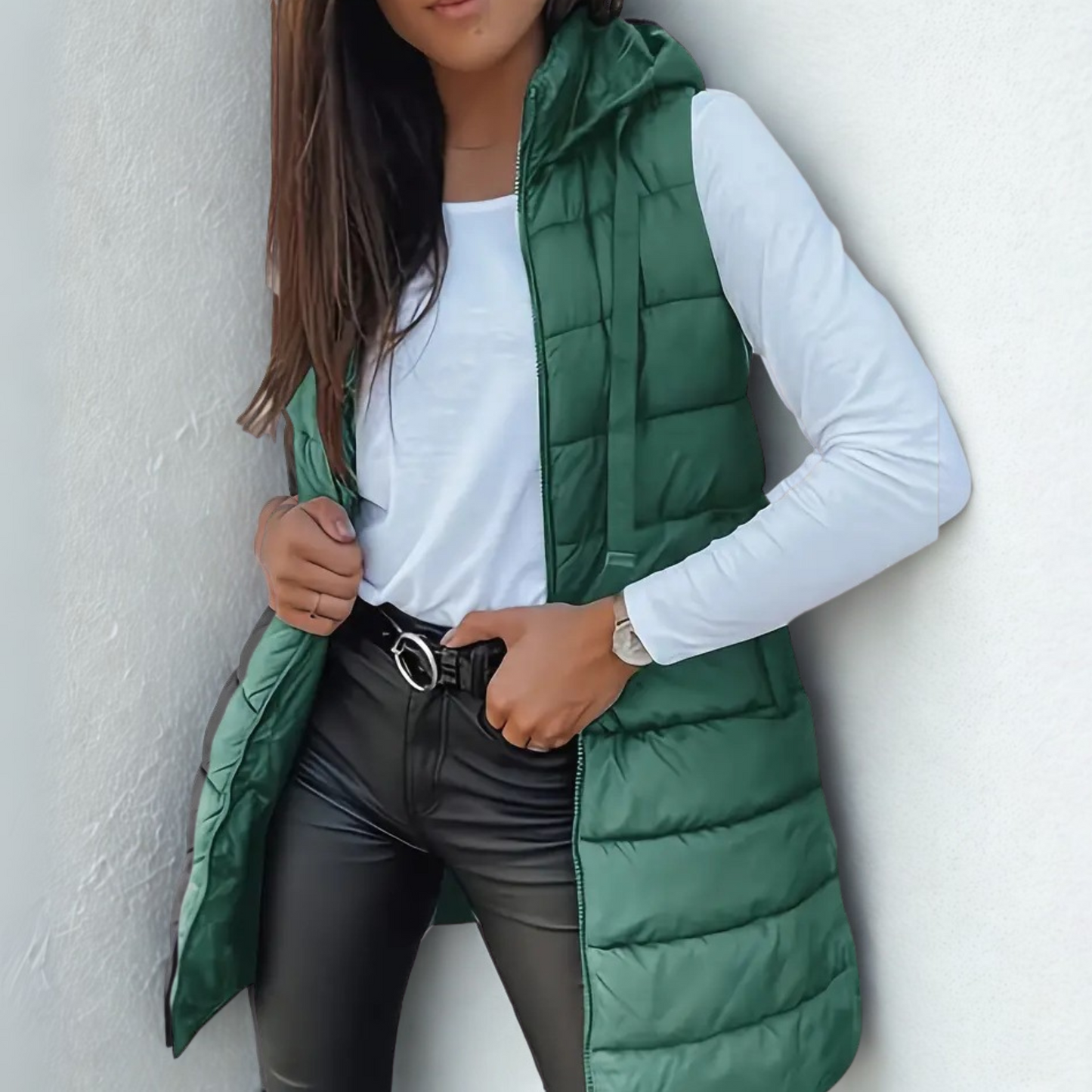 Rivka | Casual Sleeveless Hood Long Puffer Vest