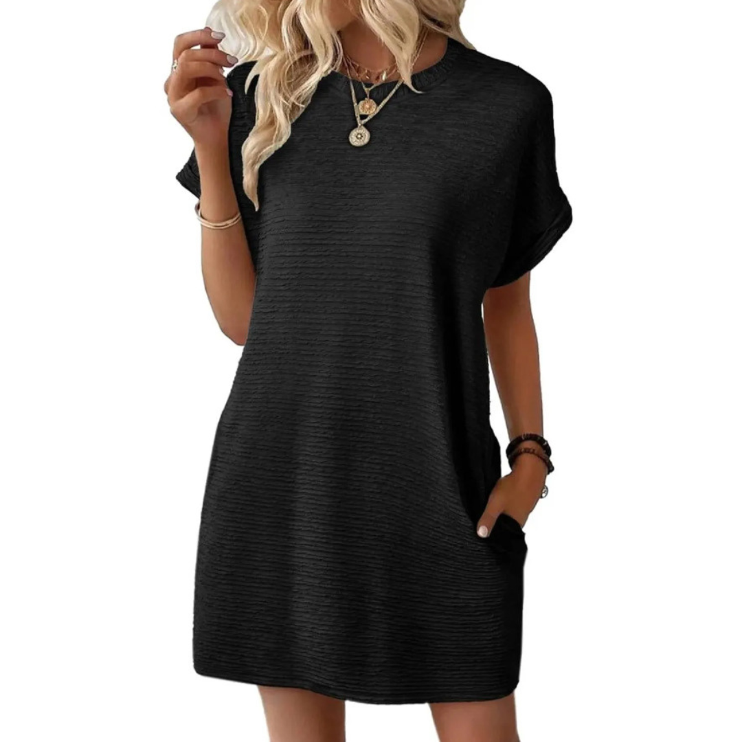 Evelina |  Casual Minimalist Round Neck Summer Dress
