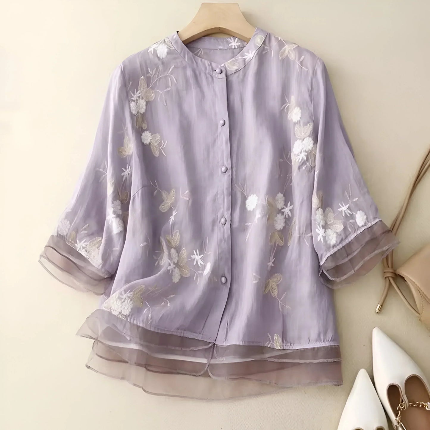 Liora | Top with Embroidered Flowers