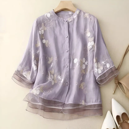 Liora | Top with Embroidered Flowers