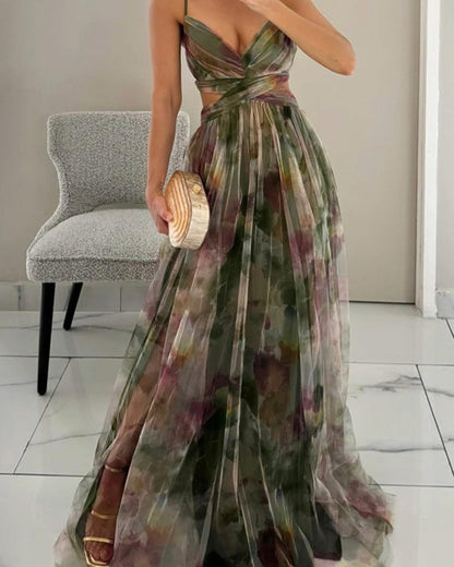 Hosefa | Enchanting Floral Print Maxi Dress