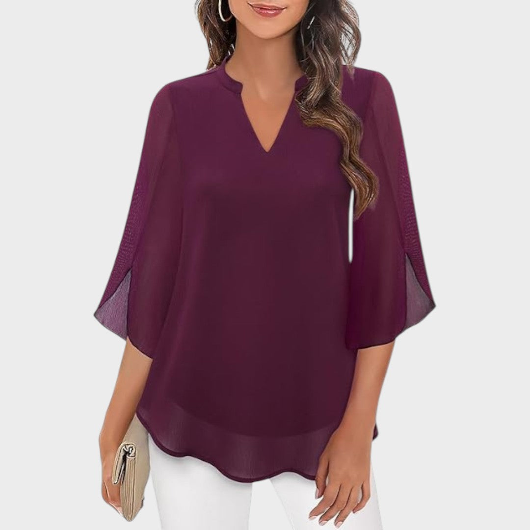 Jeaniza | Elegant Flow ¾ Sleeve Blouse