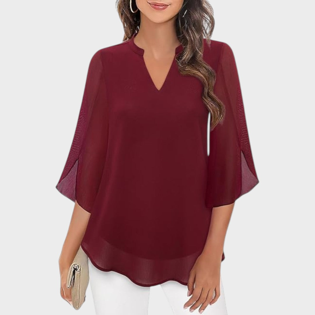 Jeaniza | Elegant Flow ¾ Sleeve Blouse