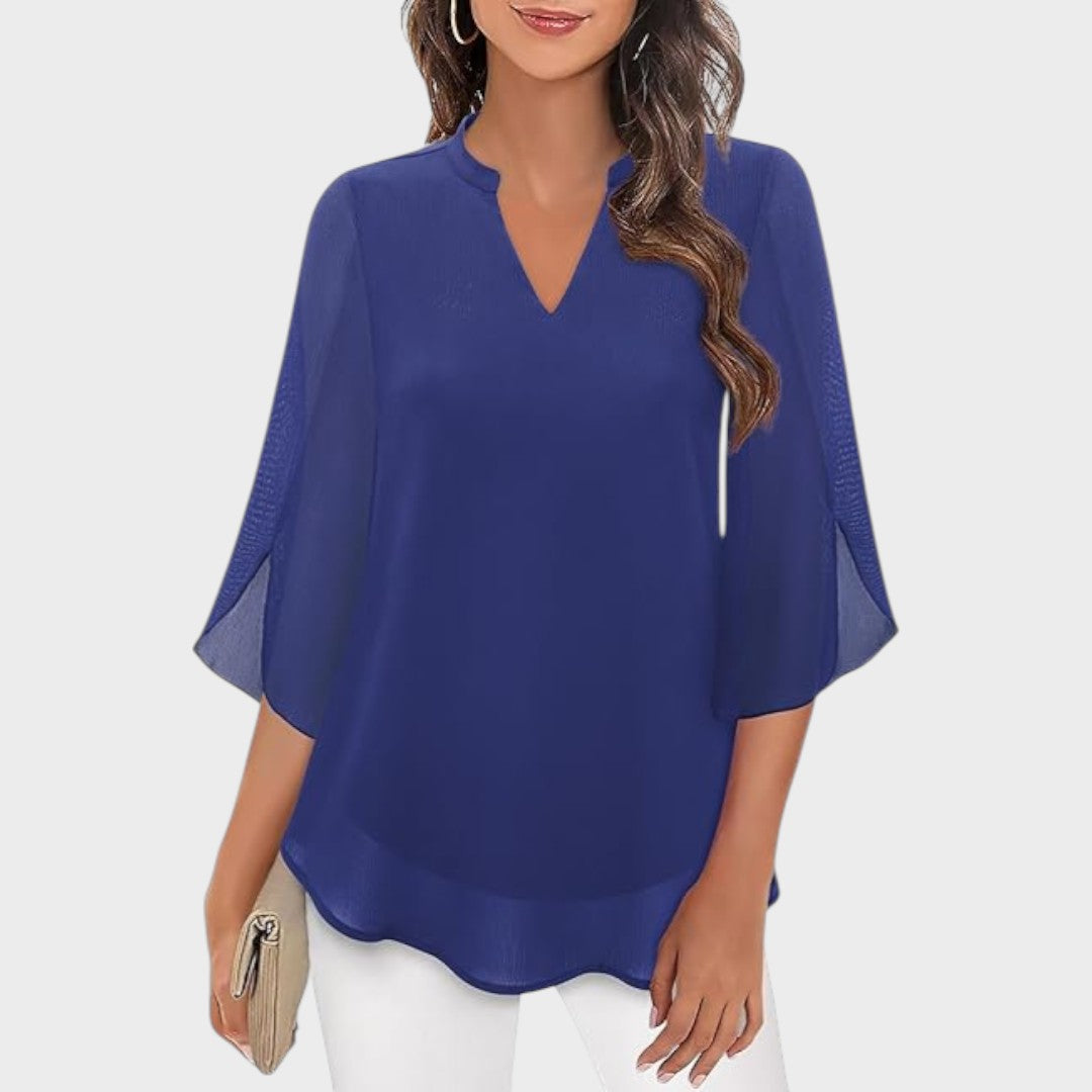 Jeaniza | Elegant Flow ¾ Sleeve Blouse