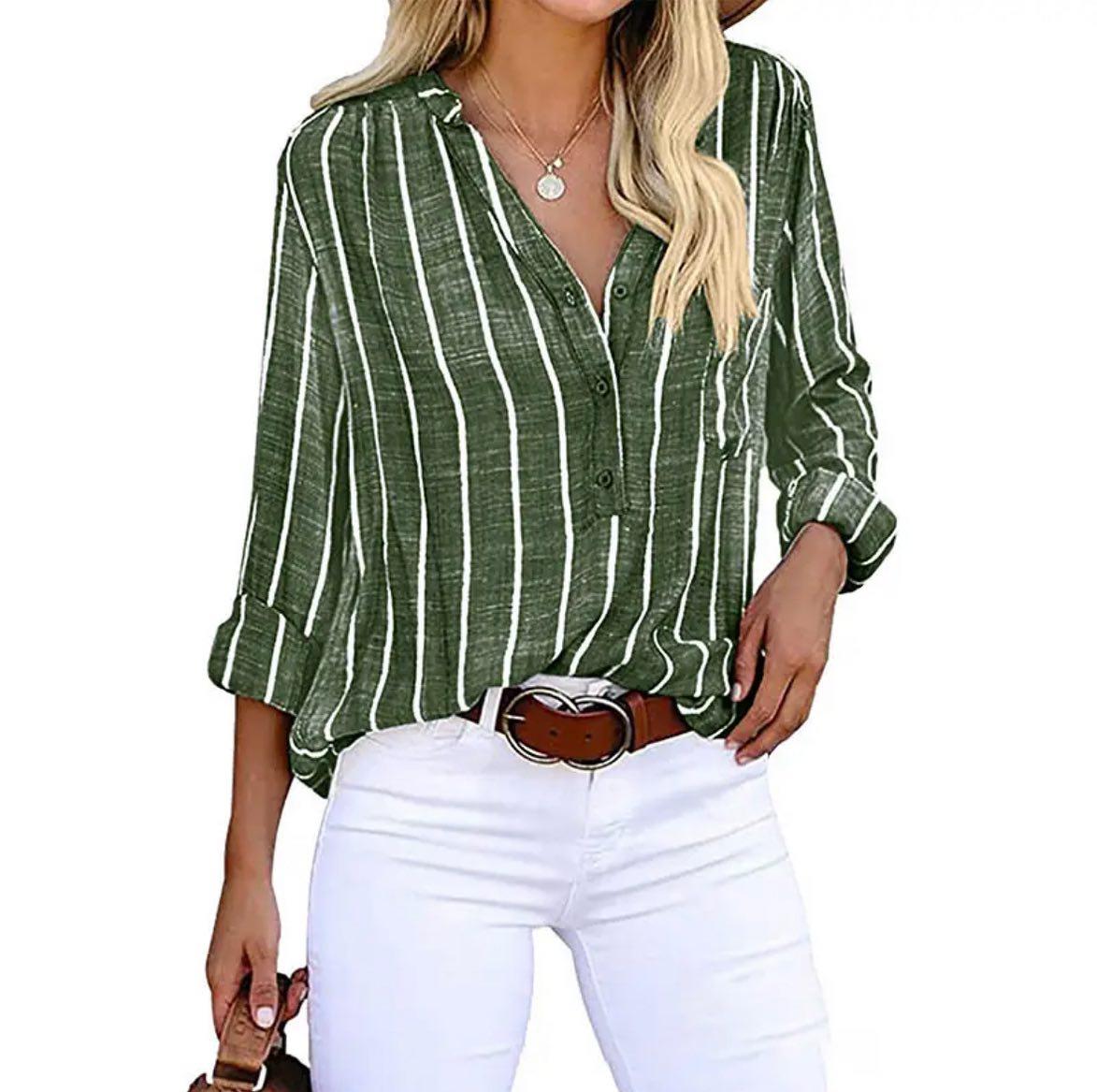 Anika |  Stylish Striped Button-Up Top