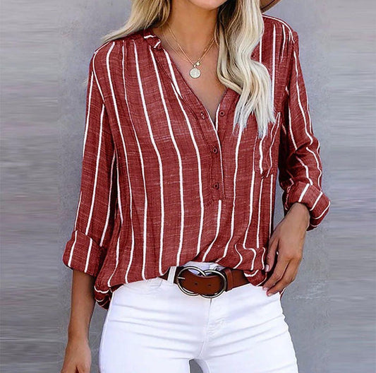 Anika |  Stylish Striped Button-Up Top