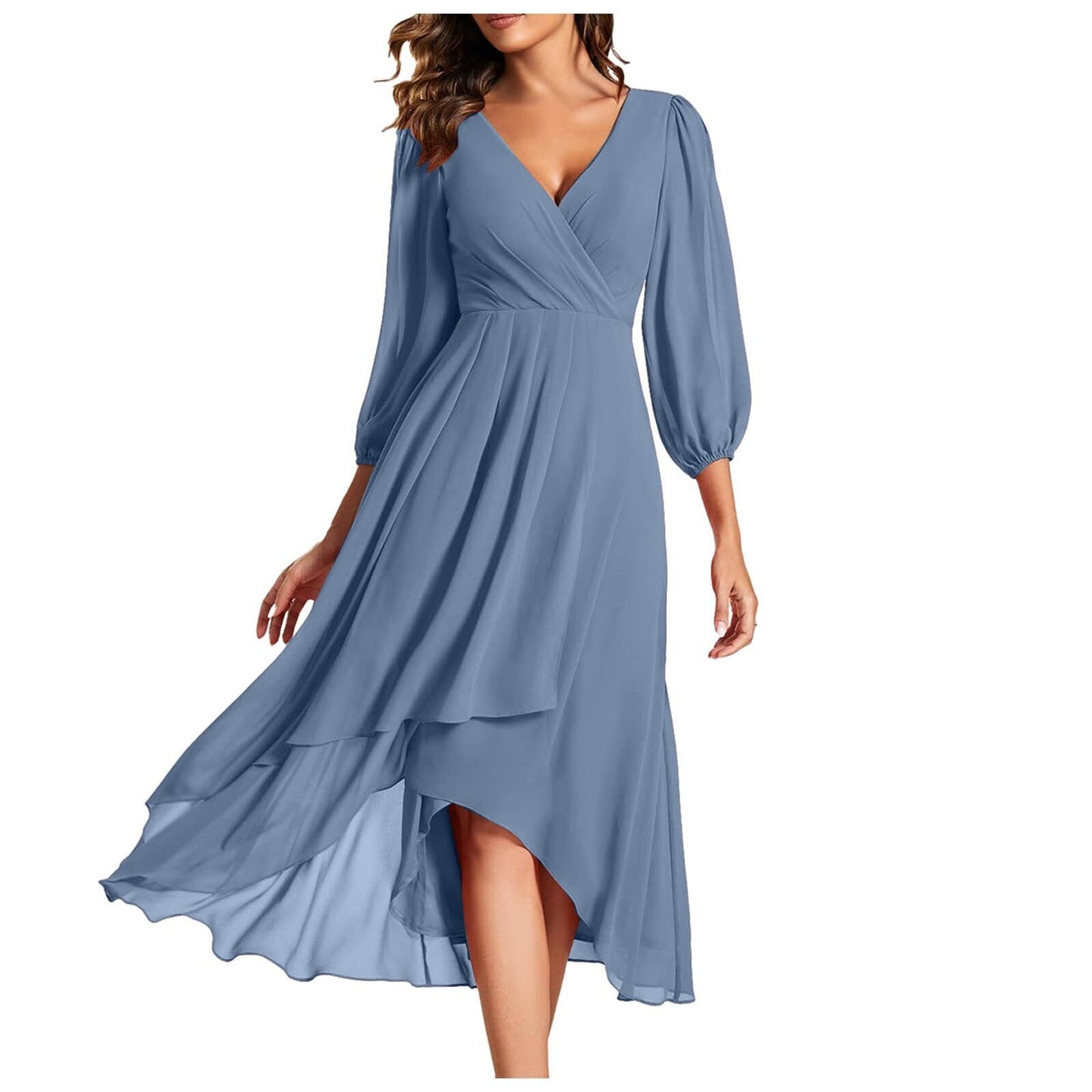 Nayra |  Long Sleeve V Neck Dress