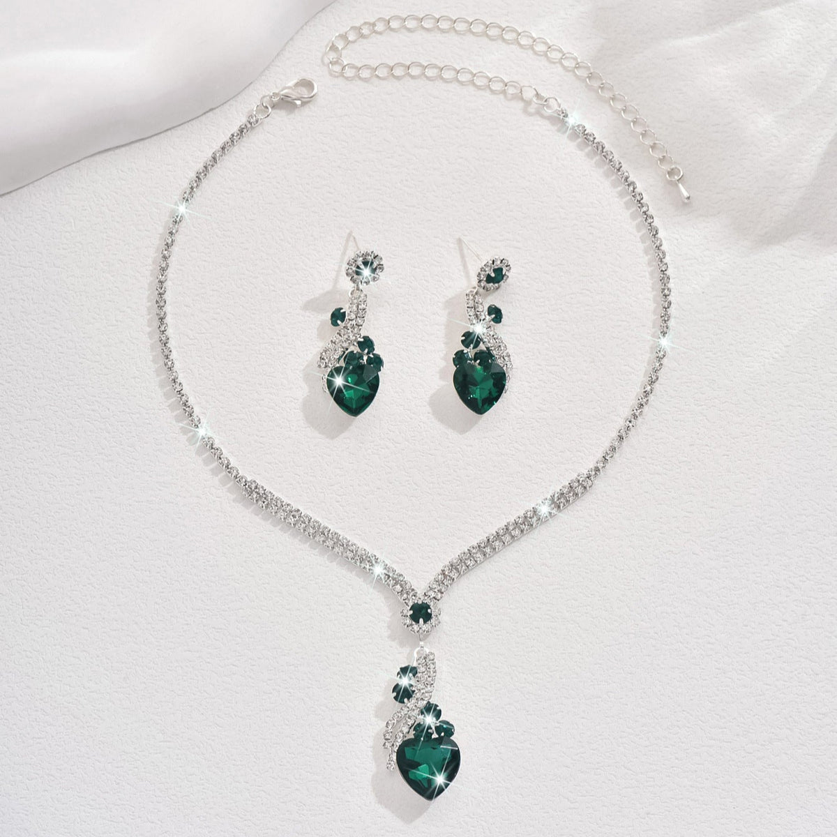 Nyla | Rhinestone Necklace Earrings Set