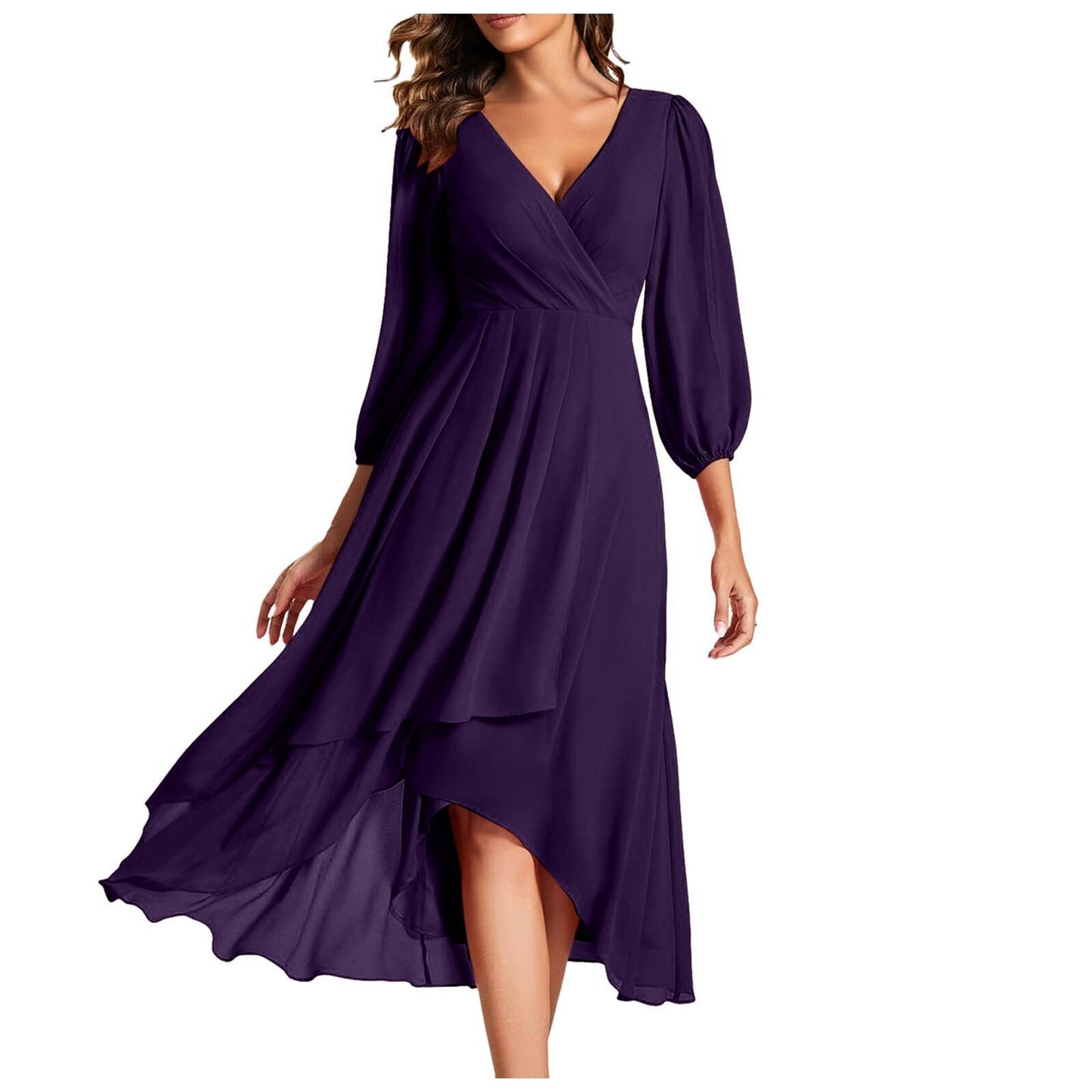 Nayra |  Long Sleeve V Neck Dress