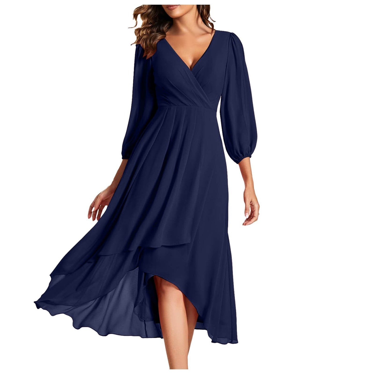 Nayra |  Long Sleeve V Neck Dress