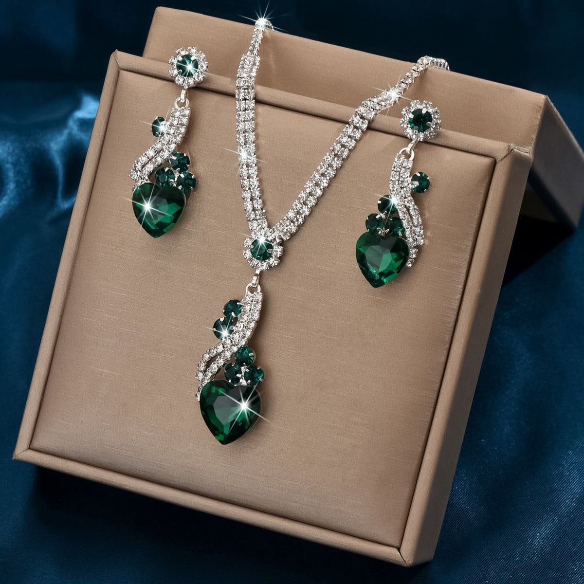 Nyla | Rhinestone Necklace Earrings Set