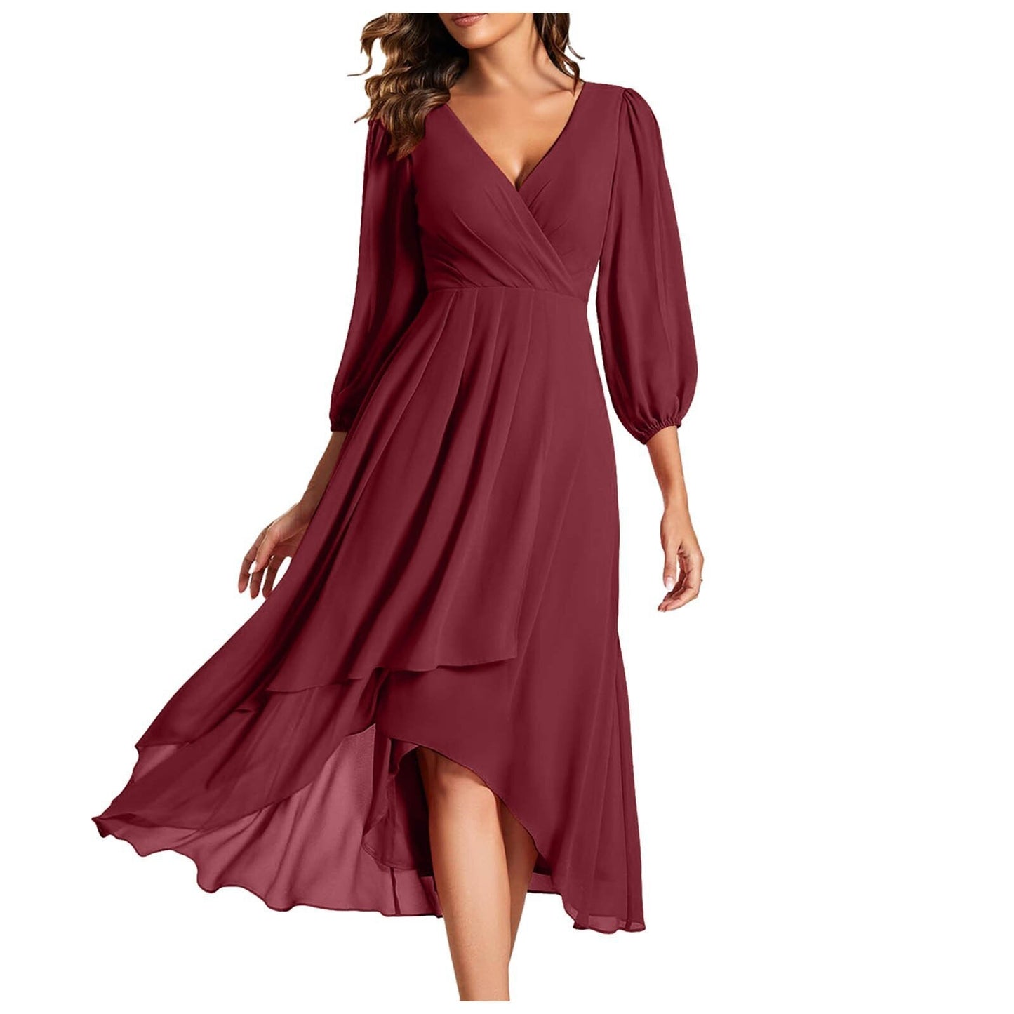 Nayra |  Long Sleeve V Neck Dress
