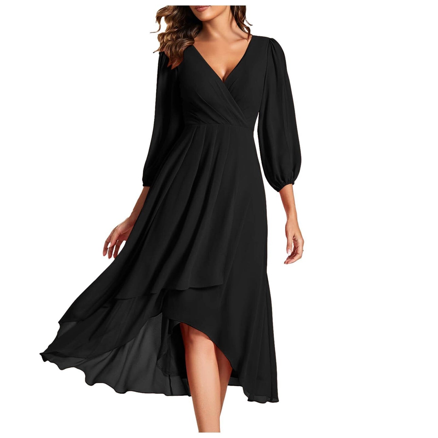 Nayra |  Long Sleeve V Neck Dress