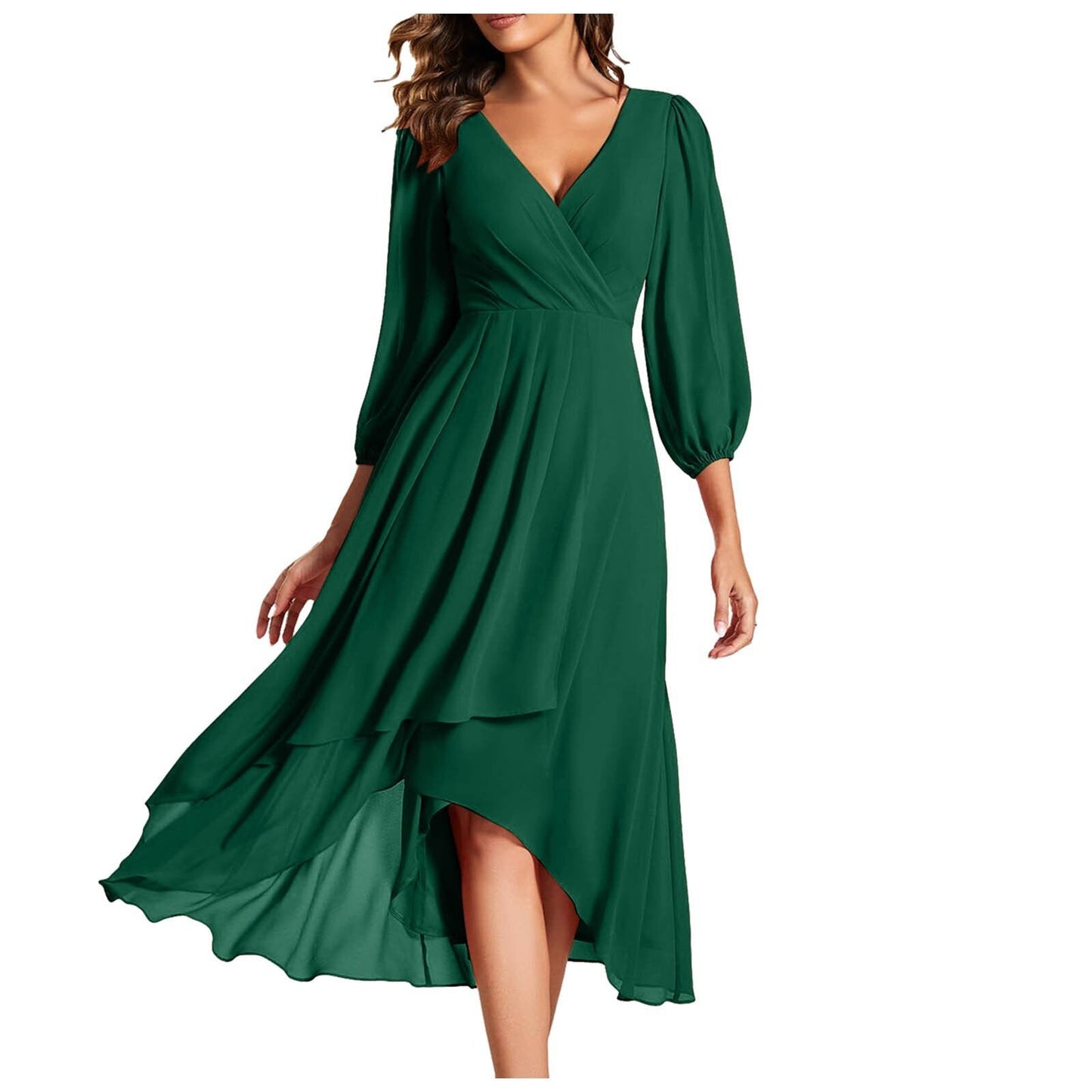 Nayra |  Long Sleeve V Neck Dress