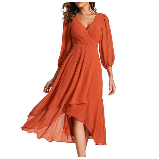 Nayra |  Long Sleeve V Neck Dress