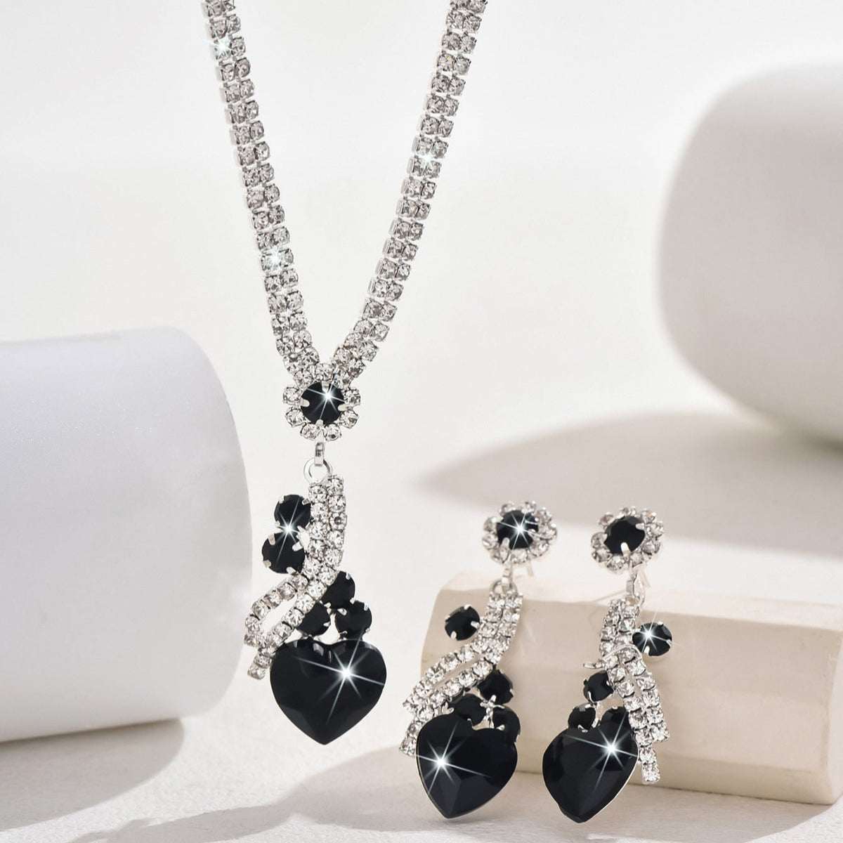 Nyla | Rhinestone Necklace Earrings Set