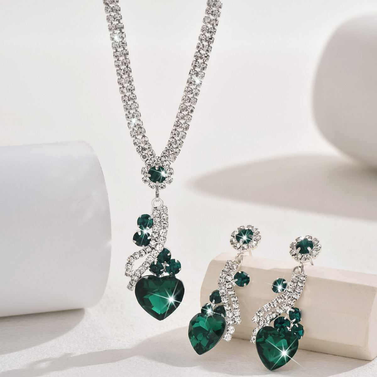 Nyla | Rhinestone Necklace Earrings Set