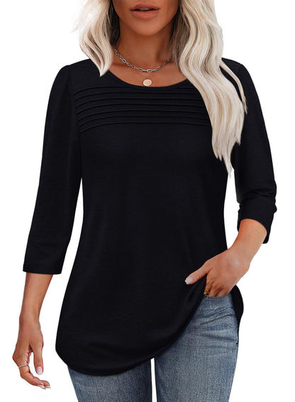 Maya | Pleated 3/4 Sleeve Top