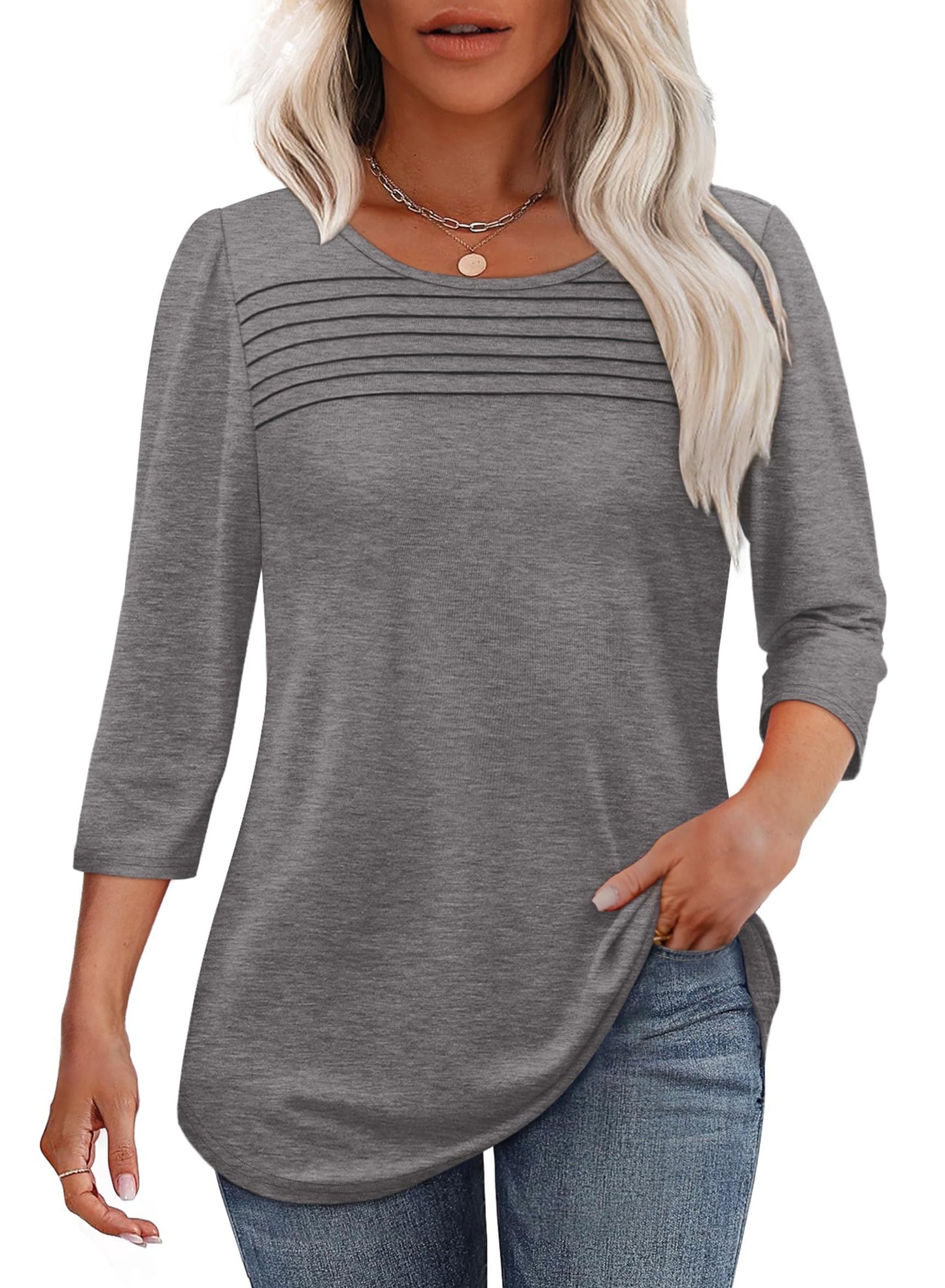Maya | Pleated 3/4 Sleeve Top