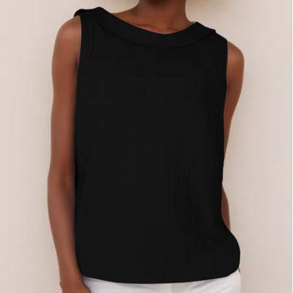 Geraline | Sleeveless Roll Collar Top