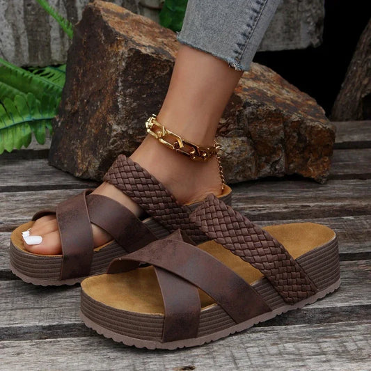 Victoria - Wedge Sandals with Braided Straps