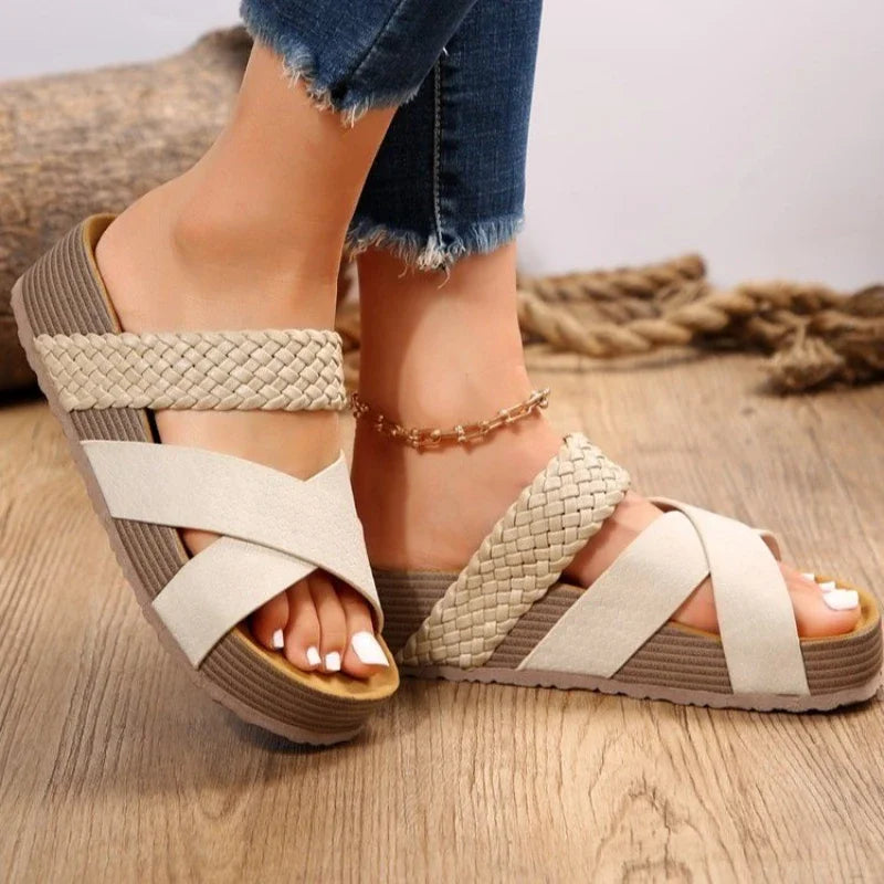 Victoria - Wedge Sandals with Braided Straps