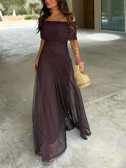 Aurora | Toledo One Shoulder Mesh Maxi Dress