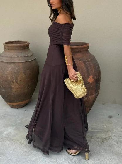 Aurora | Toledo One Shoulder Mesh Maxi Dress